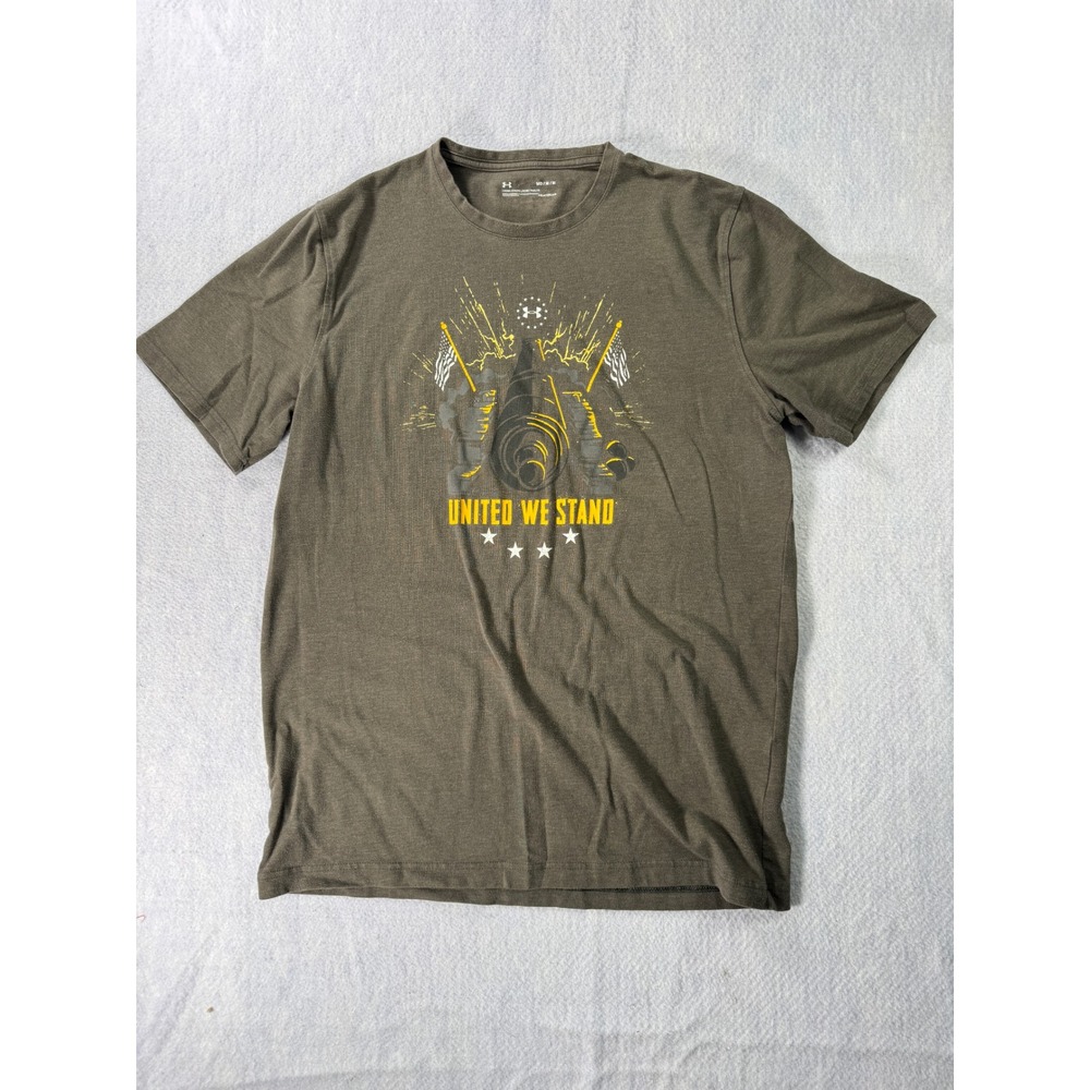 Under Armour Mens United We Stand HeatGear T-Shirt Green Graphic Tee Medium